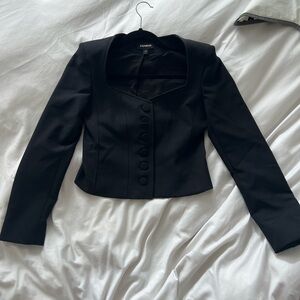 Express Black Women's collarless square neck Blazer